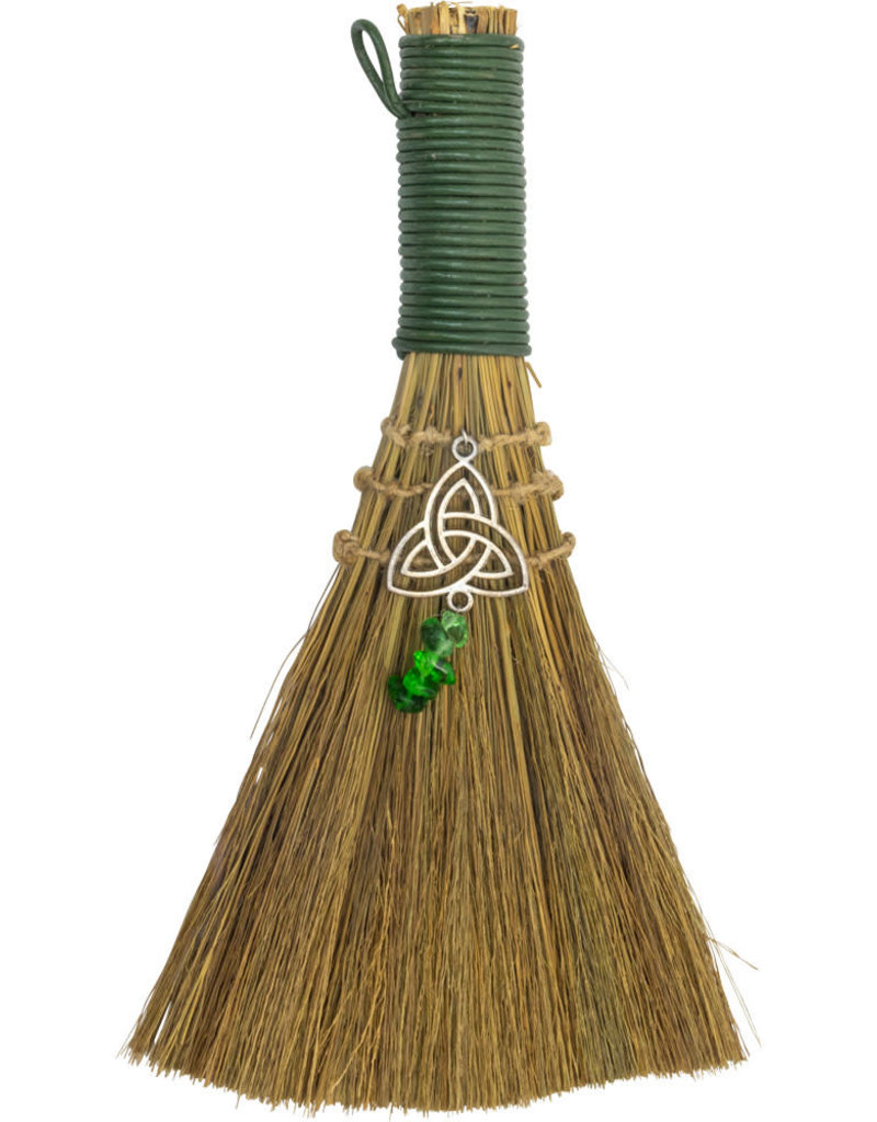 Wicca Broom - Triquetra with Green Aventurine