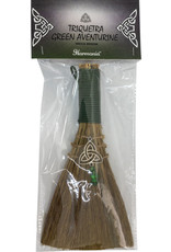 Wicca Broom - Triquetra with Green Aventurine