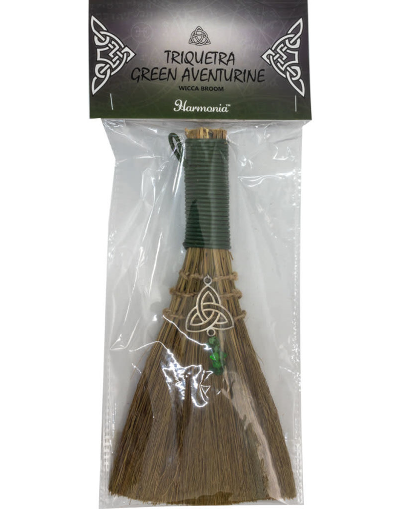 Wicca Broom - Triquetra with Green Aventurine