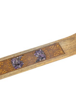 Incense Holder- Healing Hands with Amethyst- Laser Etched Inlay