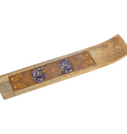 Incense Holder- Healing Hands with Amethyst- Laser Etched Inlay