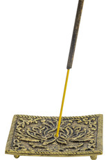 Incense Holder- Lotus Aluminum Square Gold