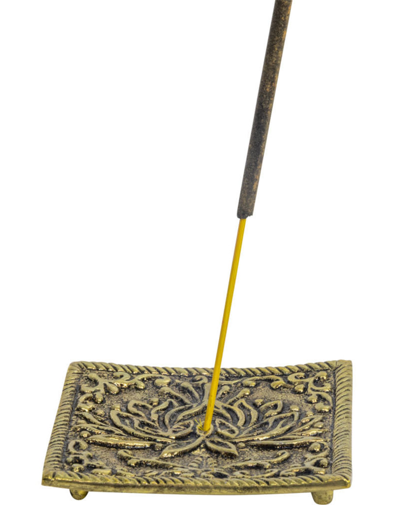 Incense Holder- Lotus Aluminum Square Gold