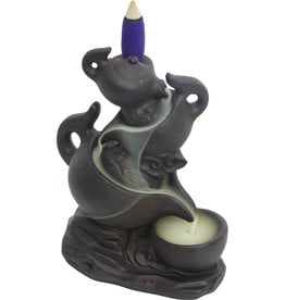 Incense Holder - Ceramic Backflow - Triple Tea Pots - 89702