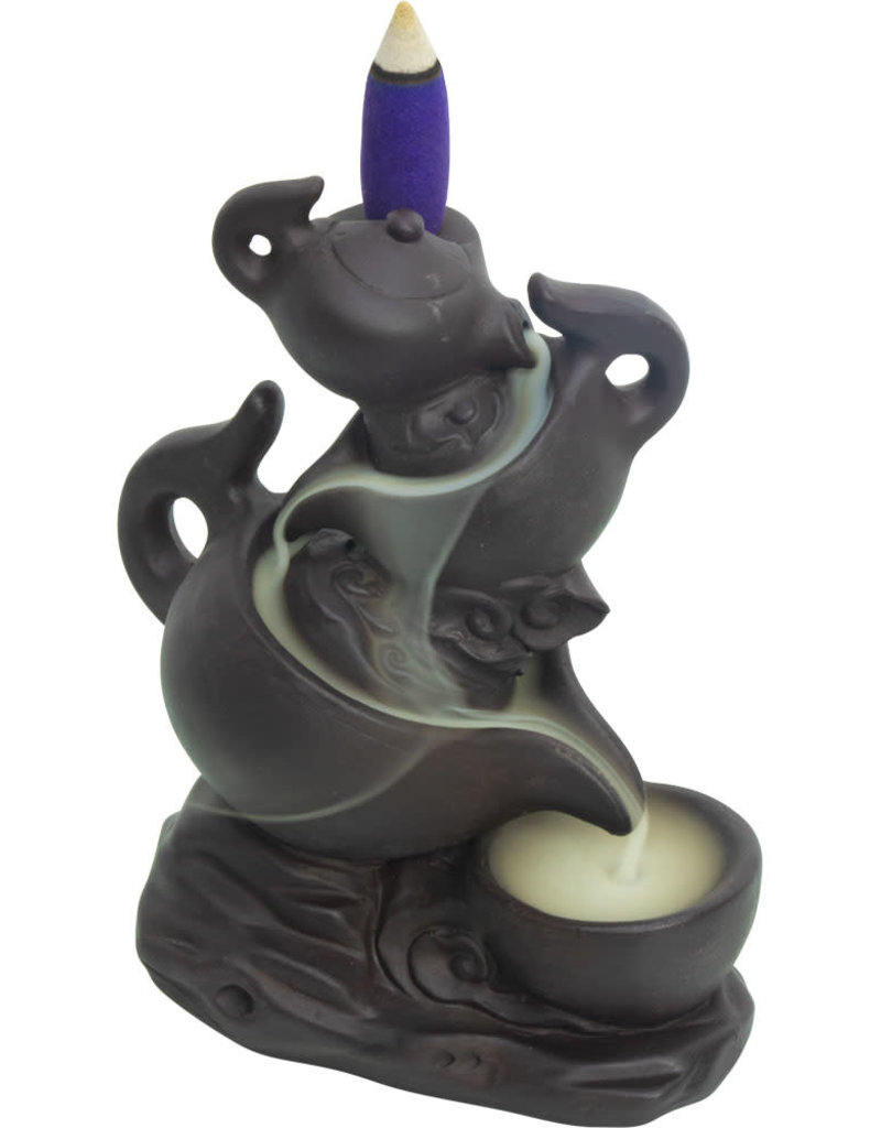 Incense Holder - Ceramic Backflow - Triple Tea Pots - 89702