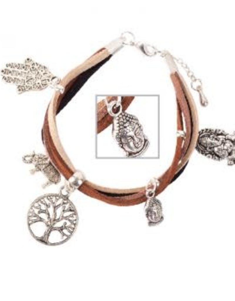Bracelet 4 Strand Leather Tree of Life- B413