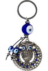 Key Ring - Evil Eye Talisman Moon Owl