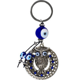 Key Ring - Evil Eye Talisman Moon Owl