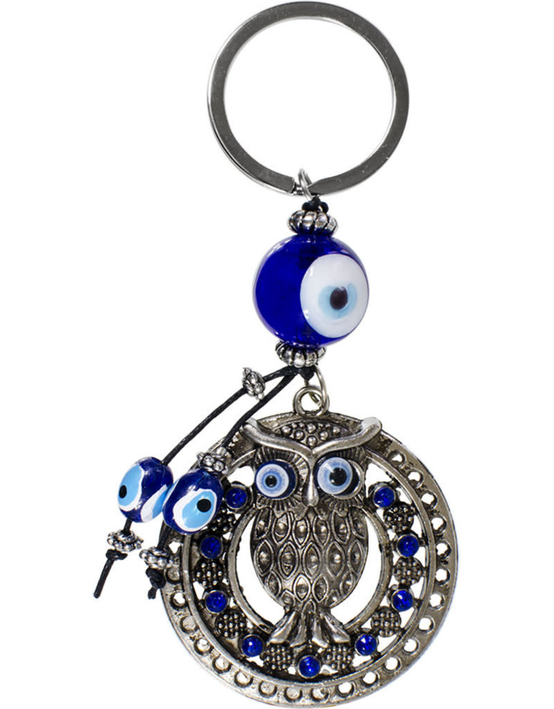 Key Ring - Evil Eye Talisman Moon Owl