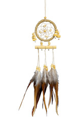 Dream Catcher -Natural Twine Wrapped w/ Wooden Beads -  Mini - 30267