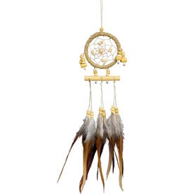 Dream Catcher -Natural Twine Wrapped w/ Wooden Beads -  Mini - 30267