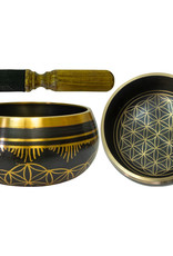 Singing Bowl - Colored Large - Flower of Life - Black - 31547