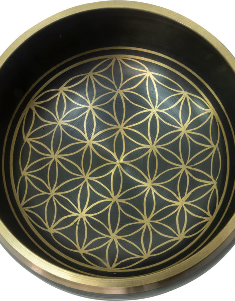 Singing Bowl - Colored Large - Flower of Life - Black - 31547