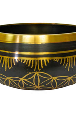 Singing Bowl - Colored Large - Flower of Life - Black - 31547