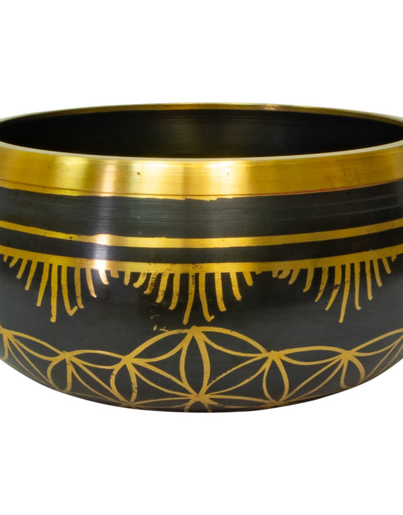 Singing Bowl - Colored Large - Flower of Life - Black - 31547