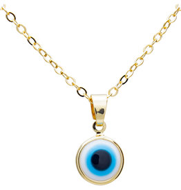 Necklace- Evil Eye- White, Gold- 99434