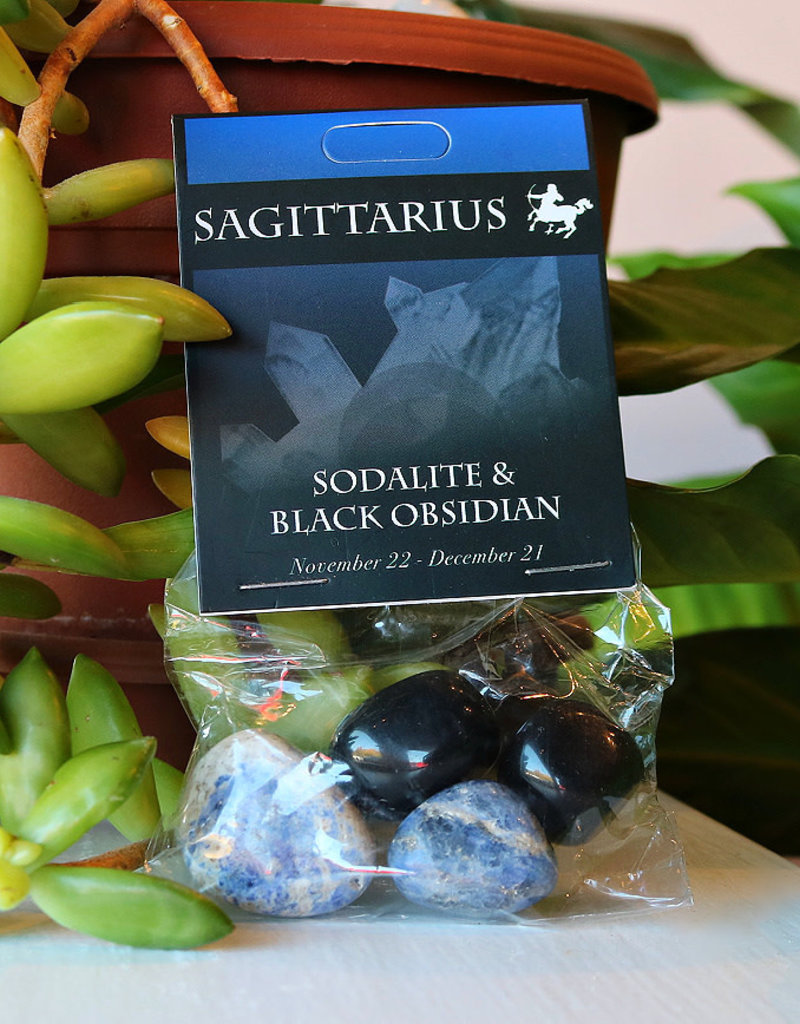 Stone Set- Sagittarius- Sodalite, Black Obsidian