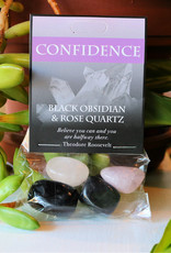 Gemstone Set- Confidence- Black Obsidian, Rose Quartz- 125CF