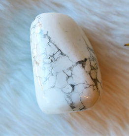 White Howlite Palm Stone - Jumbo - TUMWHWJ