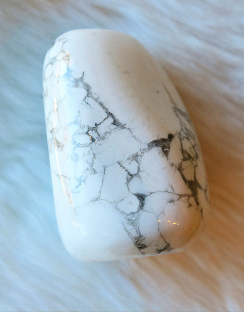 White Howlite Palm Stone - Jumbo - TUMWHWJ