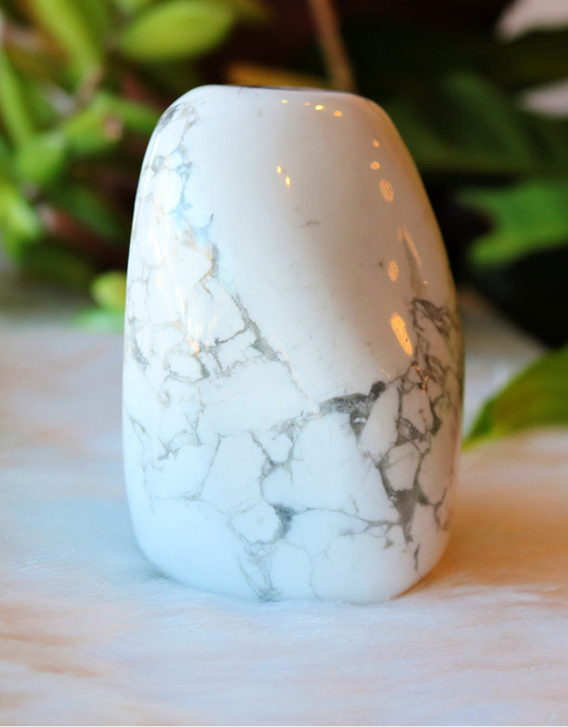 White Howlite Palm Stone - Jumbo - TUMWHWJ