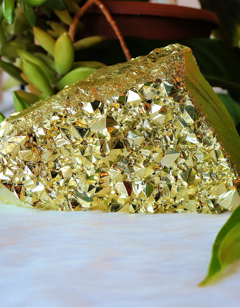 Gold Aura Amethyst Cluster XLG