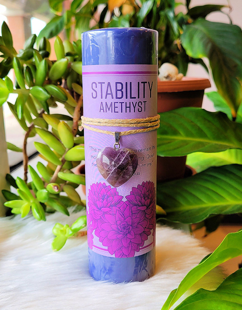 Candle - Stability with Amethyst Heart Amulet- Disc
