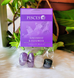 Stone Set- Pisces- Amethyst, Fluorite