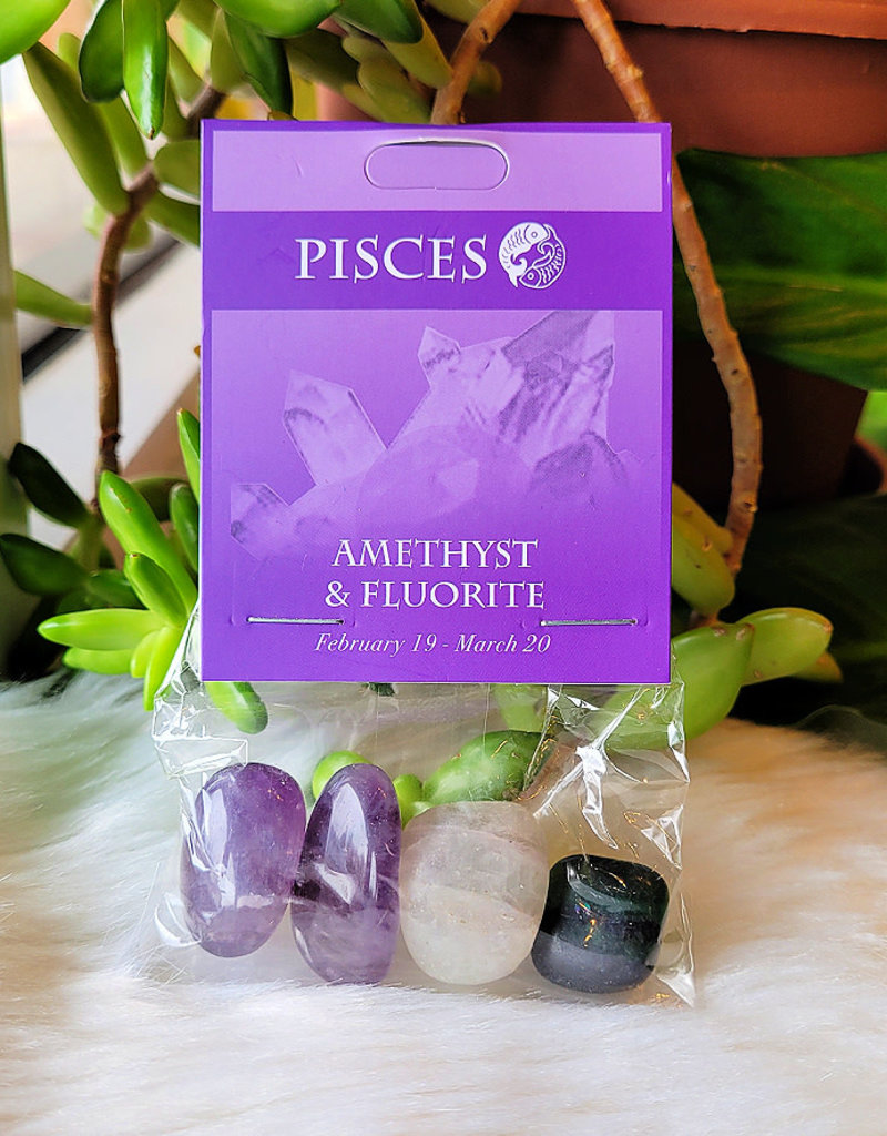 Stone Set- Pisces- Amethyst, Fluorite