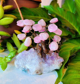 Bonsai Tree- Rose Quartz with Amethyst- Small - TREERQZ3.5