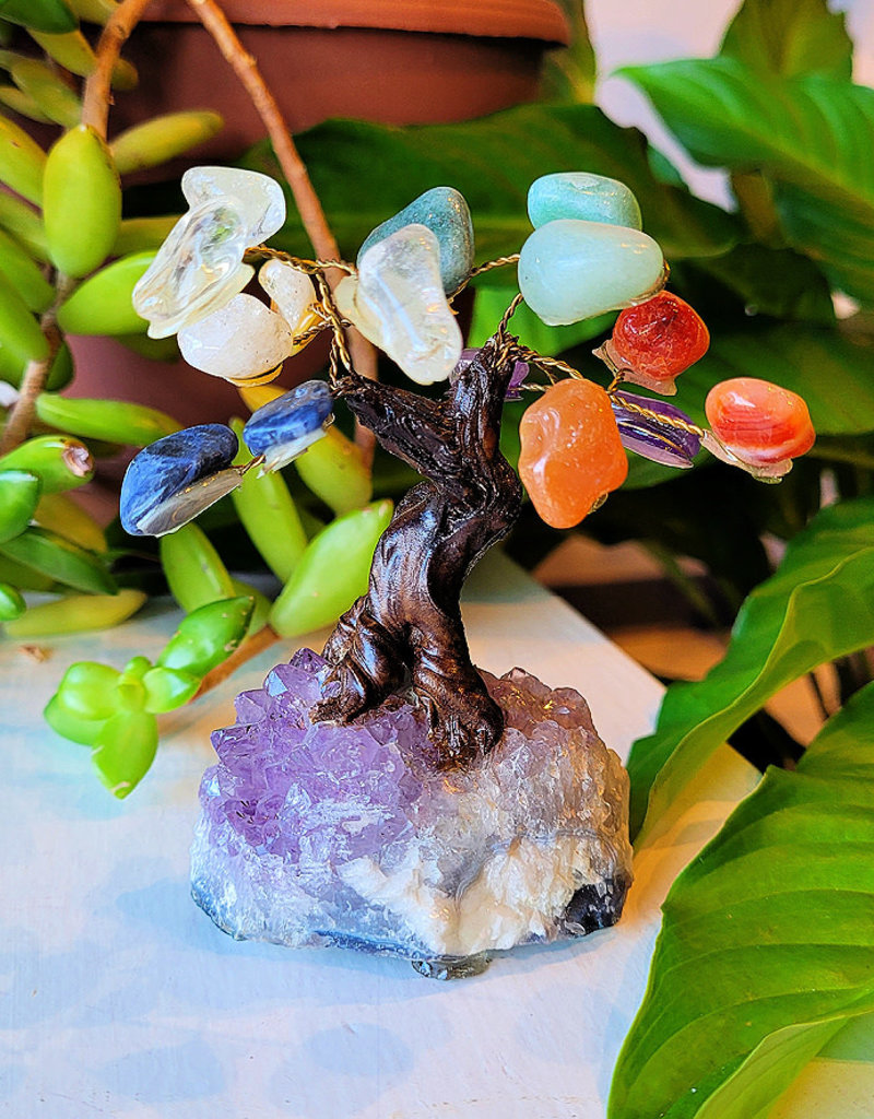 Bonsai Tree- Mixed Stone with Amethyst Base- Small- TREEMIX3.5