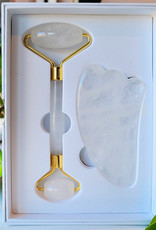 Roller & Gua Sha Set- Clear Quartz