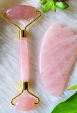 Roller & Gua Sha Set- Rose Quartz - FR-RQR11