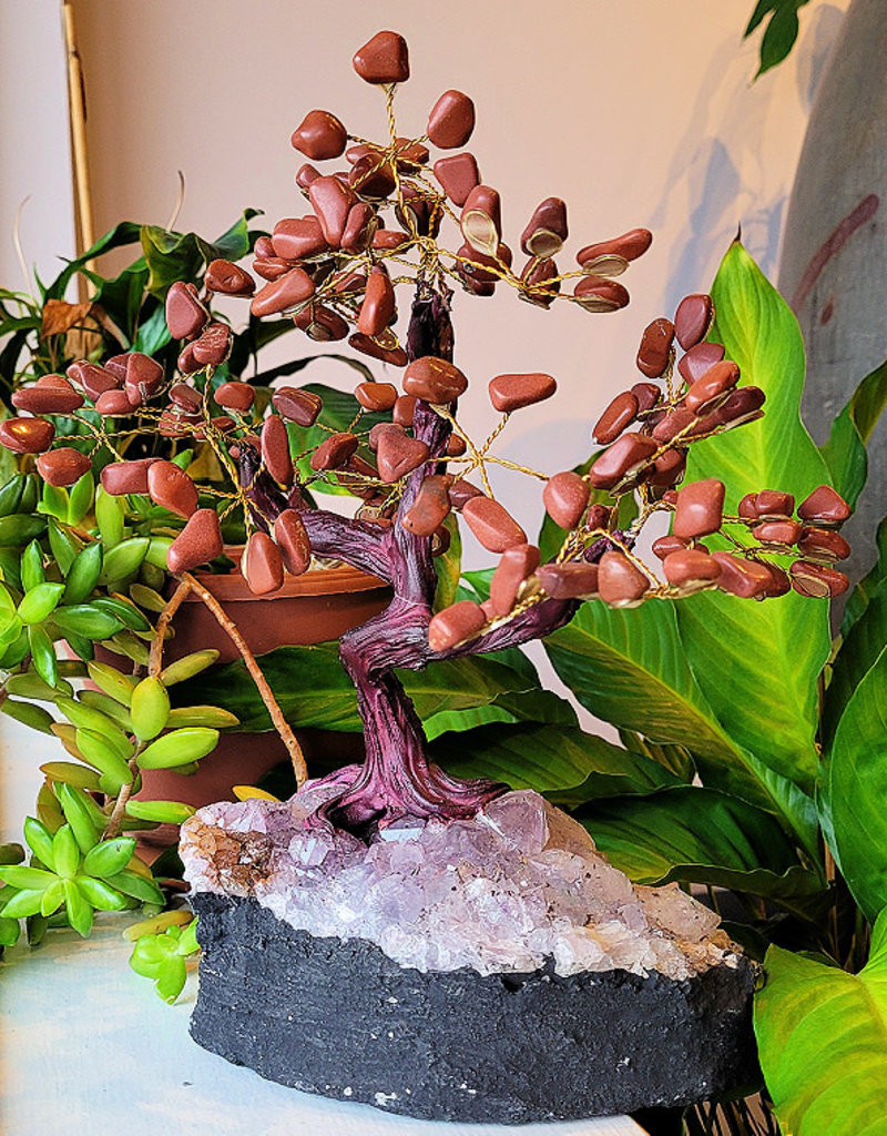 Bonsai Tree- Red Jasper with Amethyst Base