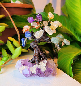 Bonsai Tree- Mixed Stones with Amethyst Base - Med - TREEMIX5