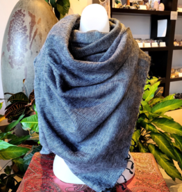 Black/Gray Yak Wool Shawl; 32in x 72in - YWS11