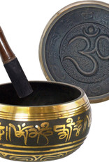 Singing Bowl - Embossed Om - Black and Gold - 31156