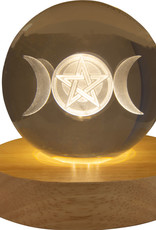 Glass Crystal Ball - Triple Moon with Pentacle - 17761