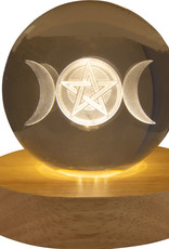 Triple Moon with Pentacle Glass Crystal Ball