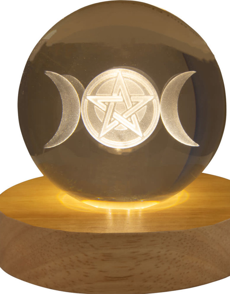 Triple Moon with Pentacle Glass Crystal Ball