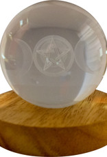 Triple Moon with Pentacle Glass Crystal Ball