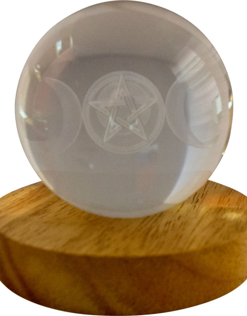Triple Moon with Pentacle Glass Crystal Ball