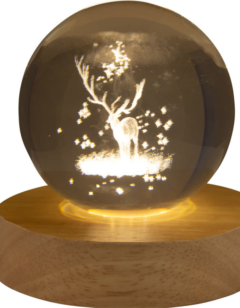 Glass Crystal Ball - White Stag - 17765