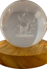 Glass Crystal Ball - White Stag - 17765
