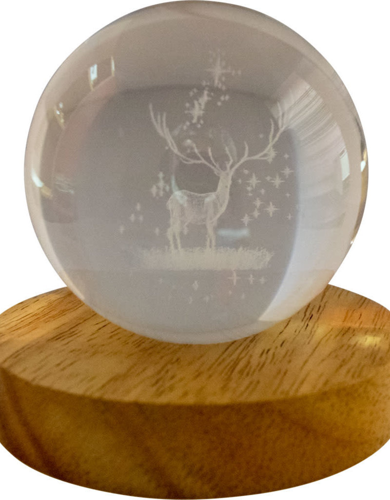 Glass Crystal Ball - White Stag - 17765