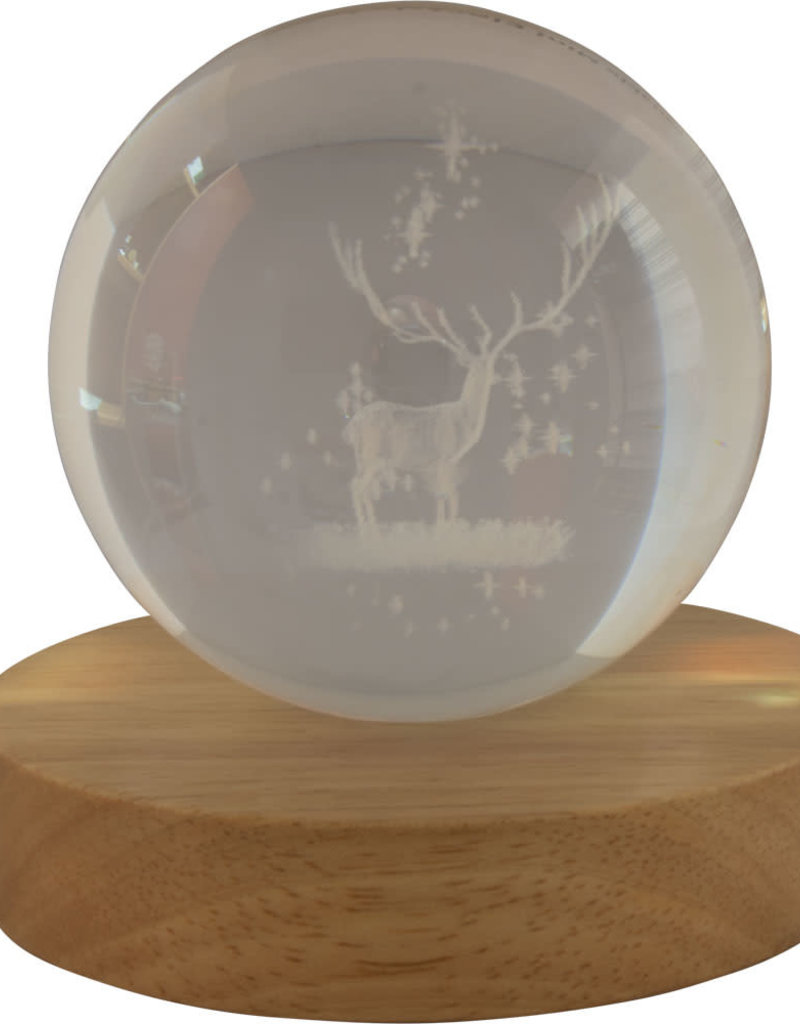 Glass Crystal Ball - White Stag - 17765