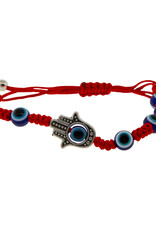Evil Eye with Fatima Hand Bracelet - Red Adjustable