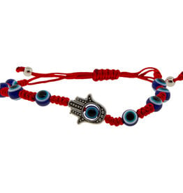 Bracelet - Red Adjustable Evil Eye with Fatima Hand - 98826