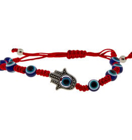 Evil Eye with Fatima Hand Bracelet - Red Adjustable