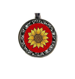 SLL- Red Sunflower Live Life Reversible Medium  Circle